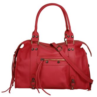 Forty Degrees Shopper FORTY, Damen, Gr. B/H/T: 38cm x 25cm x 14cm onesize, rot, Leder, leicht gl&auml;nzend, unifarben, Taschen Shopper, echt Leder, Made in Italy