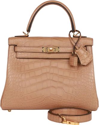Herm&egrave;s Herm&eacute;s Kelly 25 Mississippiensis Alligator Matte Chai