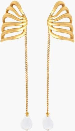 Yoj Travro Drop Stud Earring in Gold and Crystal at Nordstrom