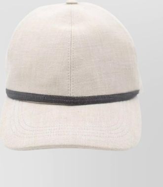 Brunello Cucinelli panelled linen baseball cap with curved brim