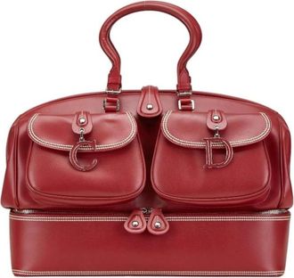 Dior Pre-owned Handbags, female, Red, Size: ONE SIZE Pre-owned Top Handle Leather Bag