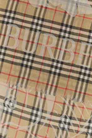 Burberry Unisex Ekd Check Wool Blend Scarf Beige Silk