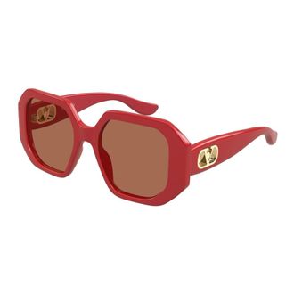 Valentino VLogo Geometric-Frame Sunglasses - female - Valentino - Sunglasses - Red - 55 MM - Accessories