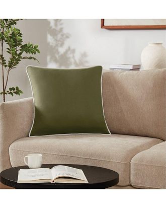 Brooklyn Loom Solid Contrast Piped Decorative Pillow