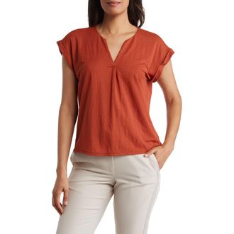 Bobeau Dolman Sleeve Piqu&eacute; T-Shirt in Picante at Nordstrom Rack, Size X-Small