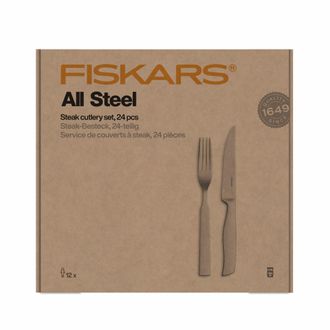 Fiskars Juego De Cubiertos Para Carne Fiskars De 24 Piezas, Totalmente De Acero