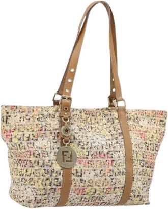 Fendi Pre-owned Tote Bags, female, Multicolor, Size: ONE SIZE Pre-owned Zucchino Canvas Tote Bag