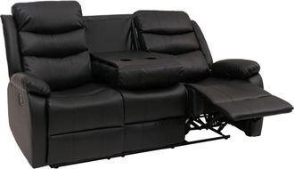 Hhg Non utilizzato] Poltrona cinema 3 posti HHG 425, sedia relax tv con braccioli portabicchieri, funzione reclinabile ecopelle, nero