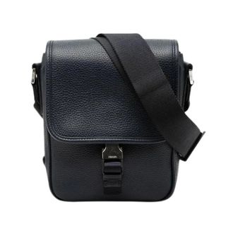 Prada Pre-owned Cross Body Bags, male, Blue, Size: ONE SIZE Pre-owned Leather Nylon Mini Shoulder Bag