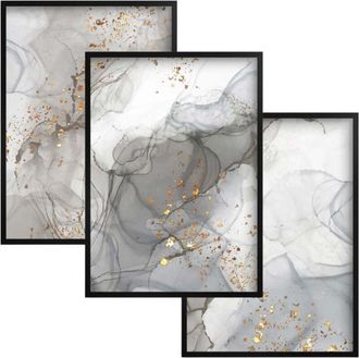 OEM Juego De P&oacute;steres De 30 X 40 Cm Para Pared. Cuadros De M&aacute;rmol Dorado Para El Dormitorio