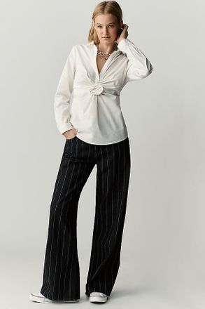 Maeve Twisted Rosette Long-Sleeve Blouse