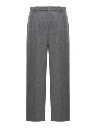 Brunello Cucinelli Grey Pants With Elastic Waistband In Wool And Cashmere Woman