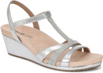 Life Stride Mimosa Slingback Platform Wedge Sandal in Silver at Nordstrom, Size 8.5
