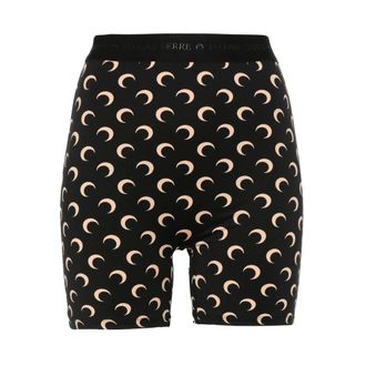 Marine Serre Short Shorts, female, Black, Size: M Moon Printed Jersey Biker Shorts