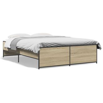 Berkfield Home Bed Frame without Mattress Sonoma Oak 120x200 cm in Light Tan | Size: Small Double