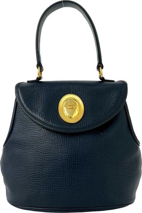 Dior Navy Leather Handbag Tote Bag (Pre-Owned)