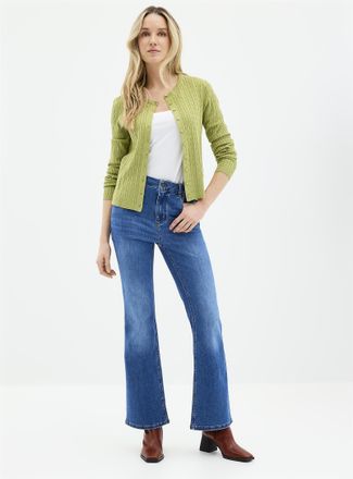 Contemporaine Womens Medium-indigo stretch jean Fit: Flared leg, high rise