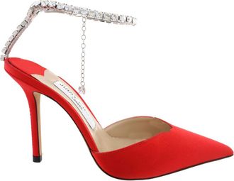 Jimmy Choo London Saeda 100 Satin Pointed-Toe Pumps, Brand Size 34.5 ( US Size 4.5 )