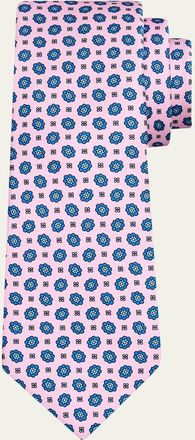 Kiton Mens Floral Geometric Silk 7-Fold Tie