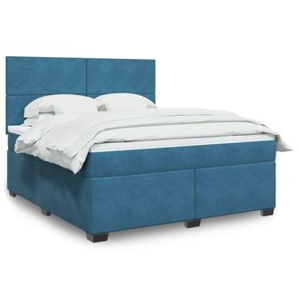 vidaXL Vidaxl - Giroletto A Molle Con Materasso Blu 180x200 Cm In Velluto