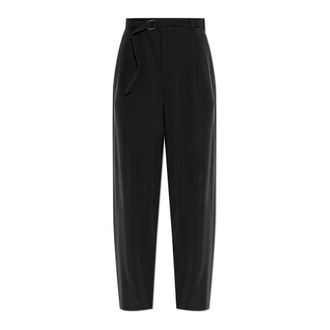Giorgio Armani Wide Trousers, male, Black, Size: XL ASV Cupro Basketweave Single-Pleat Trousers