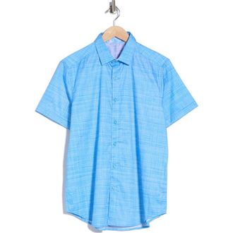 Robert Graham Roth Short Sleeve Cotton Button-Up Shirt in Light Blue at Nordstrom Rack, Size Xxx-Large