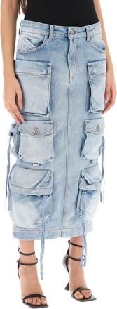 The Attico Womens Blue Denim Cargo Midi Skirt - Light Blue Cotton - Size 27 (Waist)
