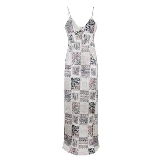 Eleventy Abito lungo svasato - Dames - Maxi kleedjes - Veelkleurig - L - Linnen - Kleedjes