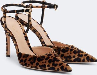 Gianvito Rossi Leopard-print velvet slingback pumps