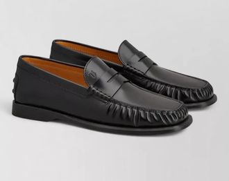 Tod's leather gathered penny loafers