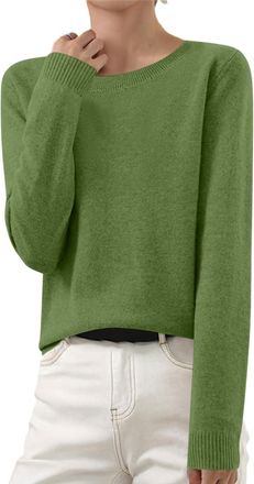 Generic Womens Jumpers Solid Ribbed Long Sleeve Autumn Womens Sweater Casual Loose Ladies Tops Pullover Warm Trendy Womens Cardigan Knitted Cotton Soft Ladies