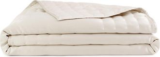 DKNY Hammered Silk & Cotton Blend Quilt in Ivory at Nordstrom, Size Full/queen