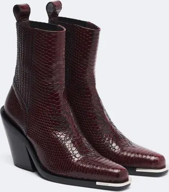 Paco Rabanne Snake-effect leather cowboy boots