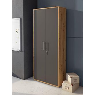 Dmora Armario Multiusos 2 Puertas Saponara, 4 Estantes, Apertura Abatible, 2 Puertas, 78.5x188h Cm Marr&oacute;n Roble