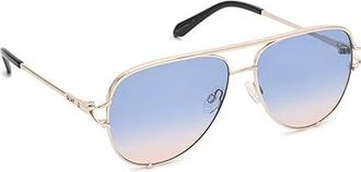 Quay High Key Twist Fashion Sunglasses Gold/Blue, Gunmetal Tone/Polycarbonate