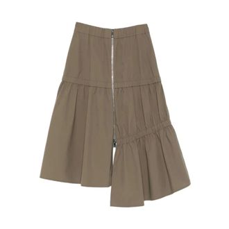 Tibi Midi Skirts, female, Green, Size: S Tech Suiting Asymmetrical Skirt