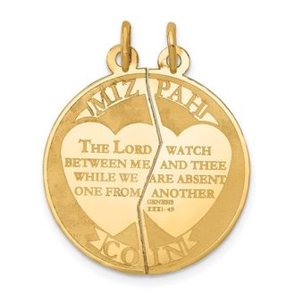 Diamond2Deal 14k Yellow Gold Mizpah 2-piece Charm
