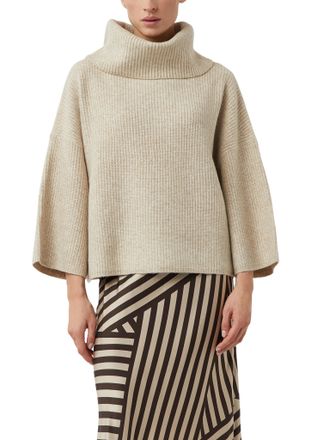 Comma Strickpullover COMMA, Damen, Gr. XL (42), beige melange, Strick, Obermaterial: 50% Polyester, 30% Polyacryl, 11% Polyamid, 5% Wolle, 4% Elasthan, meli