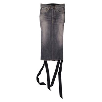 Balenciaga Stonewashed Cotton Lace-Up Midi Skirt, Brand Size 34 (US Size 4)