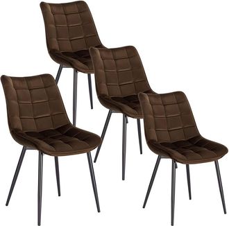 Woltu Woltu 4x Sedia Da Pranzo Retro Velluto Senza Braccioli Salotto Imbottite Cucina Marrone