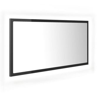 vidaXL Specchio da Bagno LED Grigio Lucido 90x8,5x37 cm in Acrilico