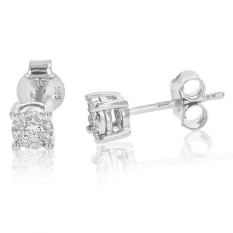 Vir Jewels 1/8 cttw Lab Grown Diamond Composite Earrings in Sterling Silver With Push Backs For Women