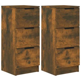 Berkfield Home Sideboards 2 pcs Smoked Oak 30x30x70 cm Engineered Wood in Brown | Size: 30 x 30 x 70 cm