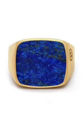 Nialaya Gold Signet Ring in Gold /Blue Lapis at Nordstrom, Size 12