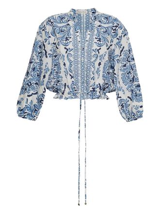 Cara Cara Perrin drawstring top - women - Cotton - L - Blue