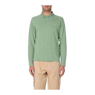 Sun 68 Polo Shirts, male, Green, Size: S Long Sleeve Polo Shirt