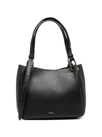 Furla Black Nuvola M Pebbled Leather Tote Bag