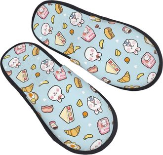 Generic Fluffy Slipper Rabbit Burger Coffee Print Lightweight Ladies Slippers Soft Fluffy Hotel Slippers Bedroom Ladies M