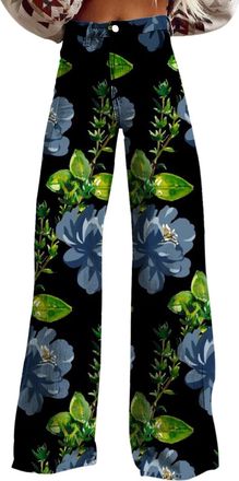 Generic Womens Fit Jeans Denim Pants Casual Trouser Skinny Wide Leg Pants Woman High Waist Floral Patterned Pants Lightweight Loose Fit Casual Colorful Trouse