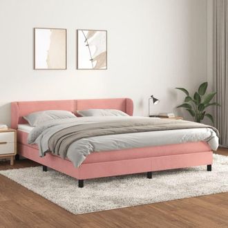 vidaXL Vidaxl - Cama Box Spring Con Colch&oacute;n Terciopelo Rosa 160x200 Cm